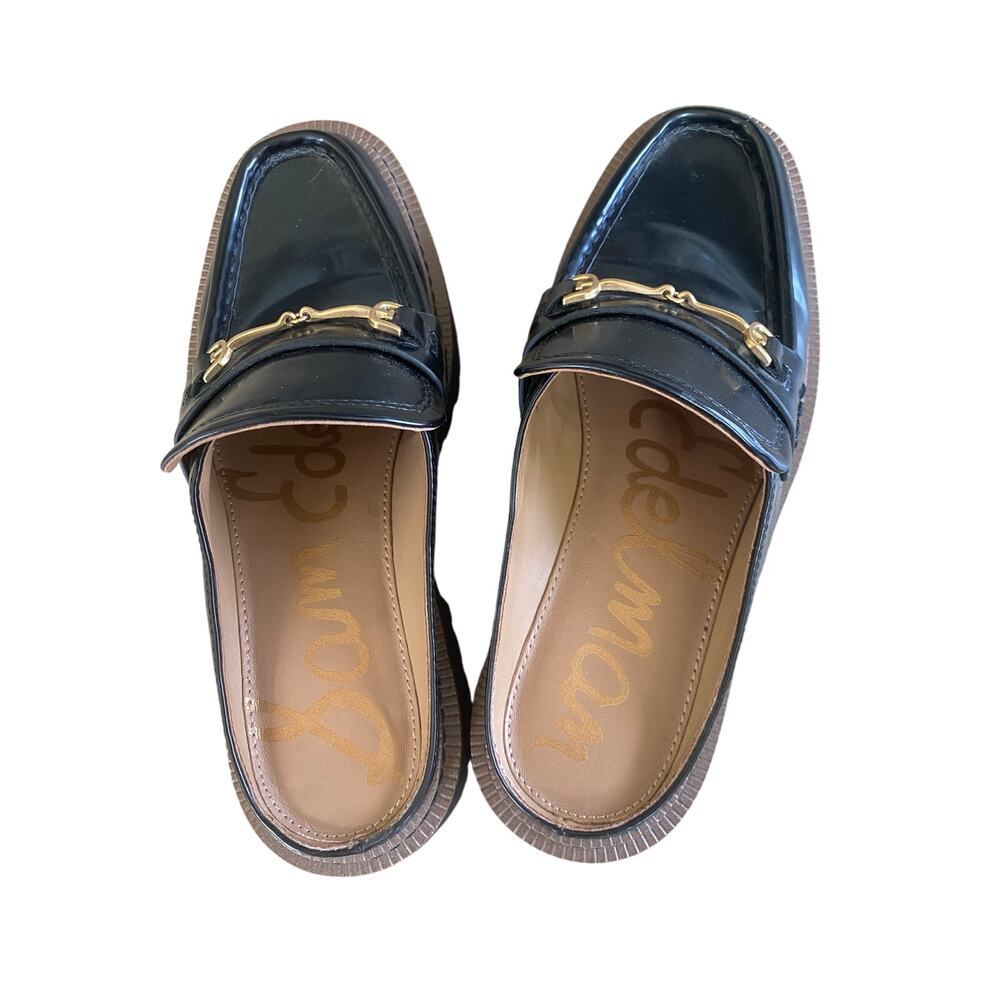 Sam Edelman Black Patent Leather Horsebit Loafers